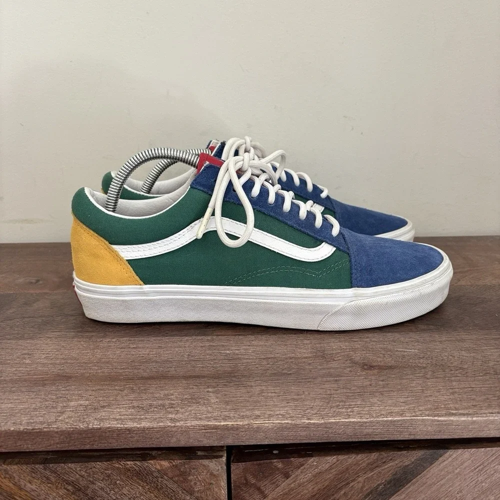 Vans Old Skool Yacht Club Shoes Blue Green‎ Yellow Retro Suede Skater Men 10